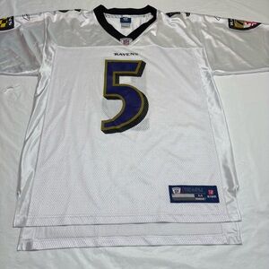 Joe Flacco Baltimore Ravens White Football Jersey #5 Reebok Mens Medium